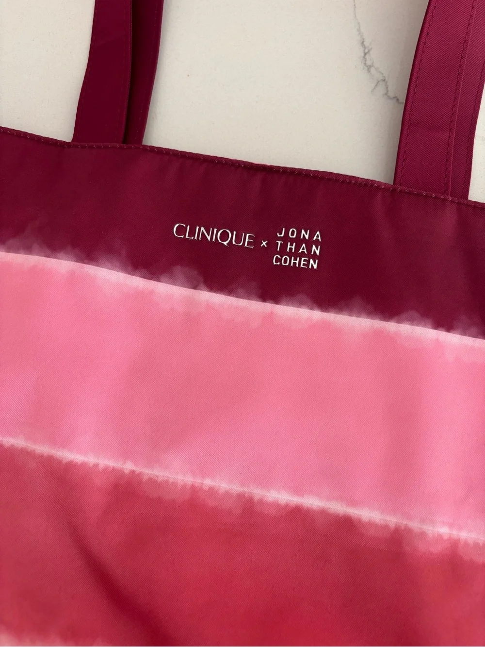 Clinique x Jonathan Cohen Ombre Berry, Pink & Red Stripe Tote Bag